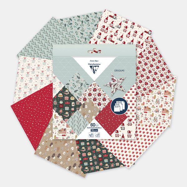 Papier origami 3 tailles - Noël - 60 feuilles