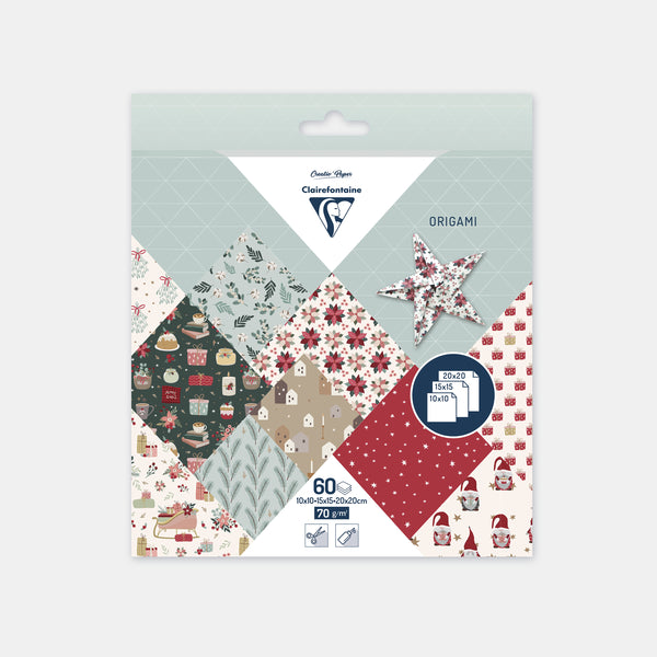 Papier origami 3 tailles - Noël - 60 feuilles