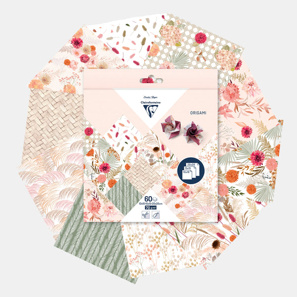 Origami-Papier 3 Größen – Trockenblumen – 60 Blatt