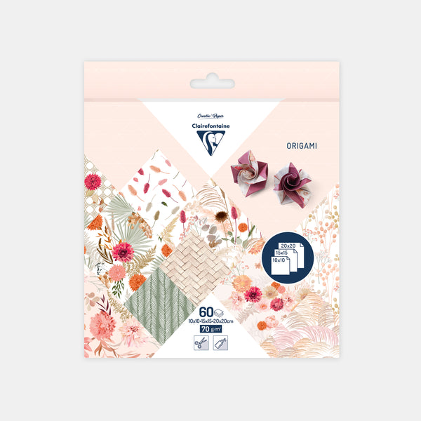Origami-Papier 3 Größen – Trockenblumen – 60 Blatt