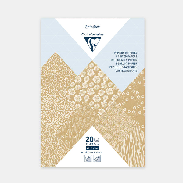 Bloc feuilles A4 motifs Kraft floral