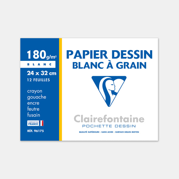 Pochette papier pour dessin grain 180g - 24x32 cm - Clairefontaine – L'Art  du Papier Paris