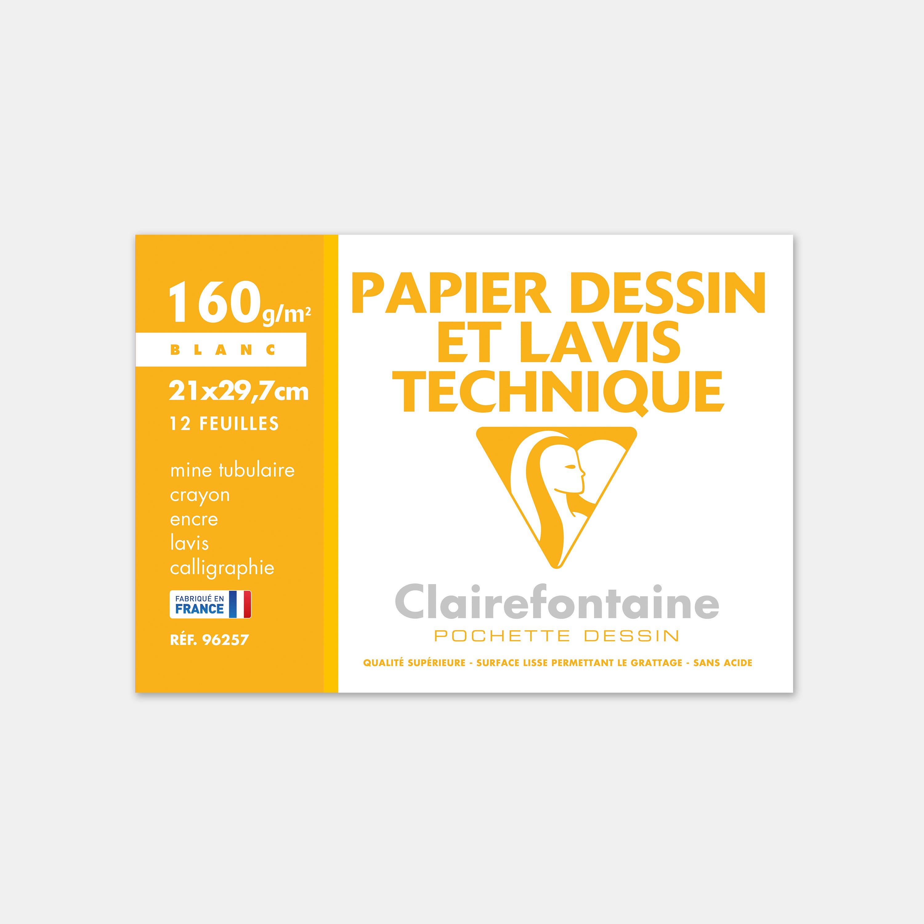 PAPIER DESSIN LISSE BLANC - 300 G - A3 -125 FLLES - Baert