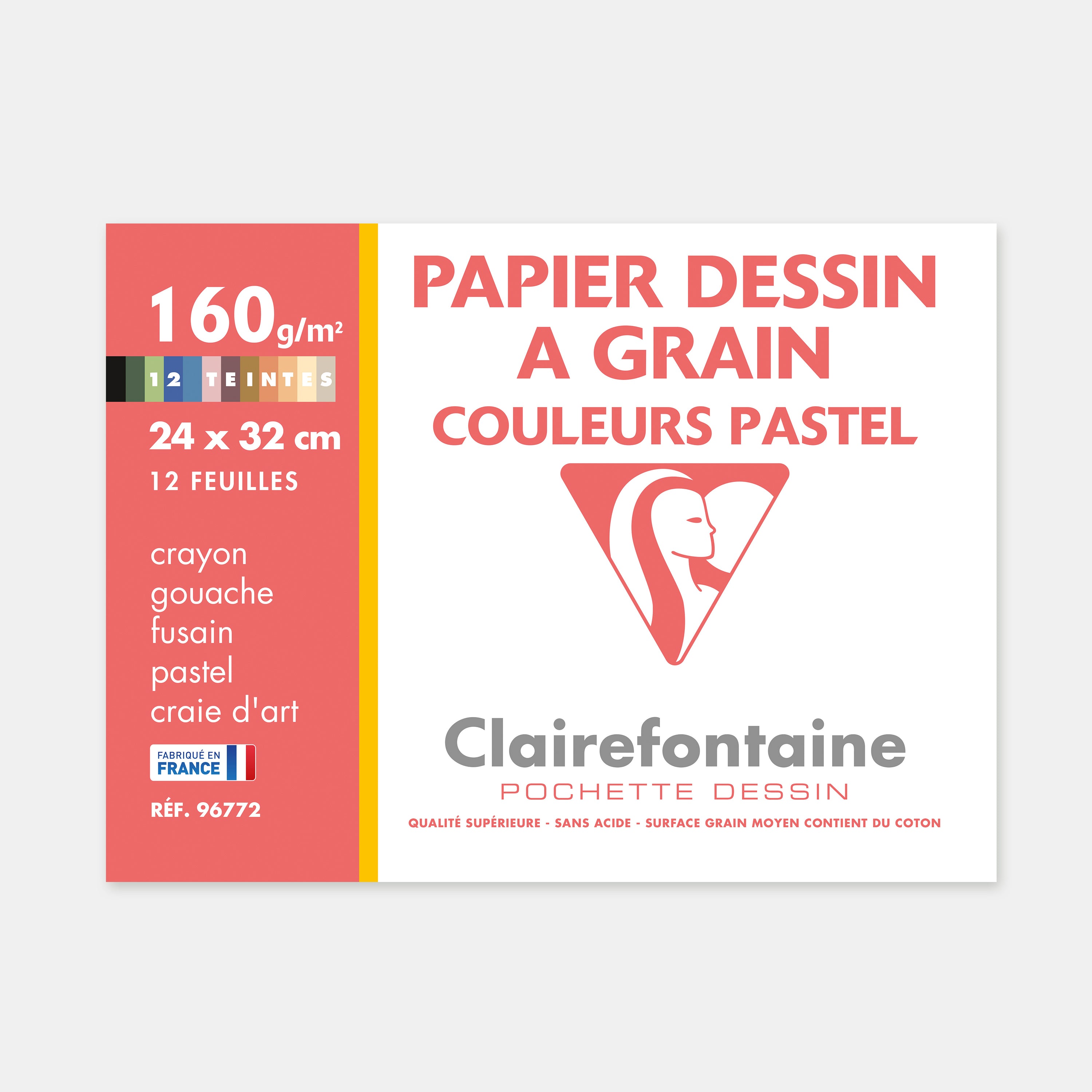 Pochette papier pour dessin Ingres 130g - 24x32 - Clairefontaine – L'Art du  Papier Paris
