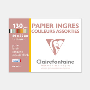 Pochette papier pour dessin Ingres 130g - 24x32