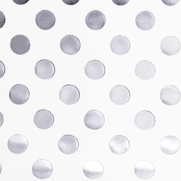 White gift paper with silver polka dots
