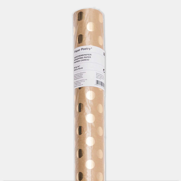 Papier cadeau kraft pois dore