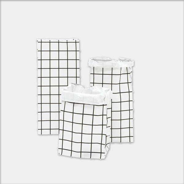 Sac en papier Fond plat noir et blanc - small