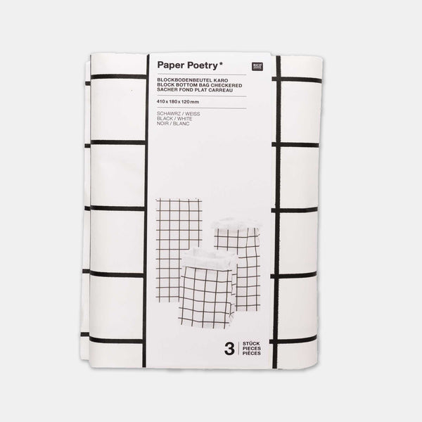 Sac en papier Fond plat noir et blanc - small