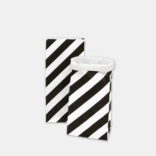 Paper bag Black and white flat bottom - medium