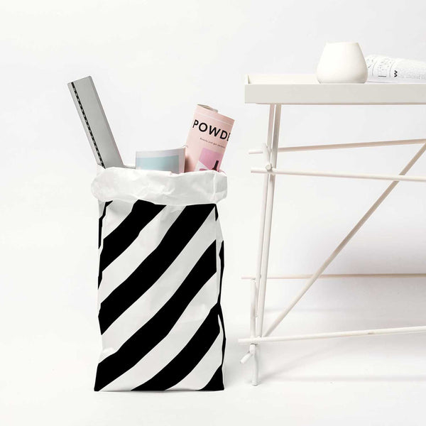 Sac en papier Fond plat noir et blanc - medium