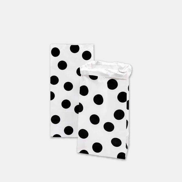 Paper bag Black and white flat bottom - large
