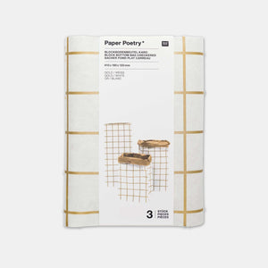 Sac en papier Fond plat or et blanc - small