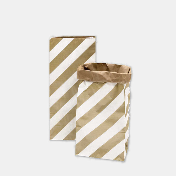 Sac en papier Fond plat or et blanc - medium