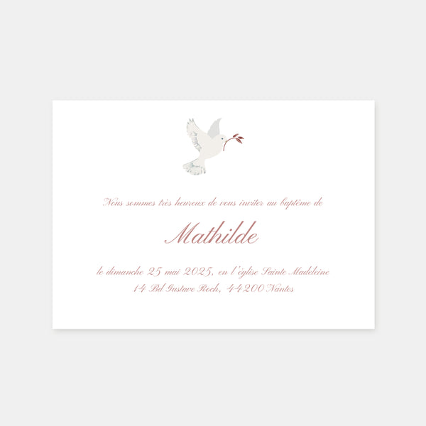 Classic floral dove baptism invitation