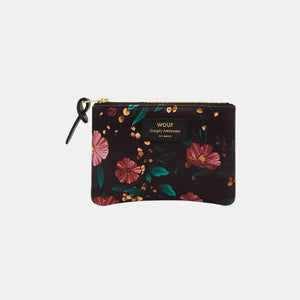 Trousse small pouch Black Flowers