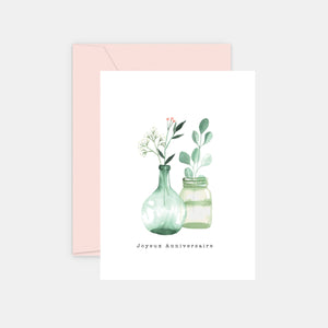 Carte Anniversaire - Vase aquarelle