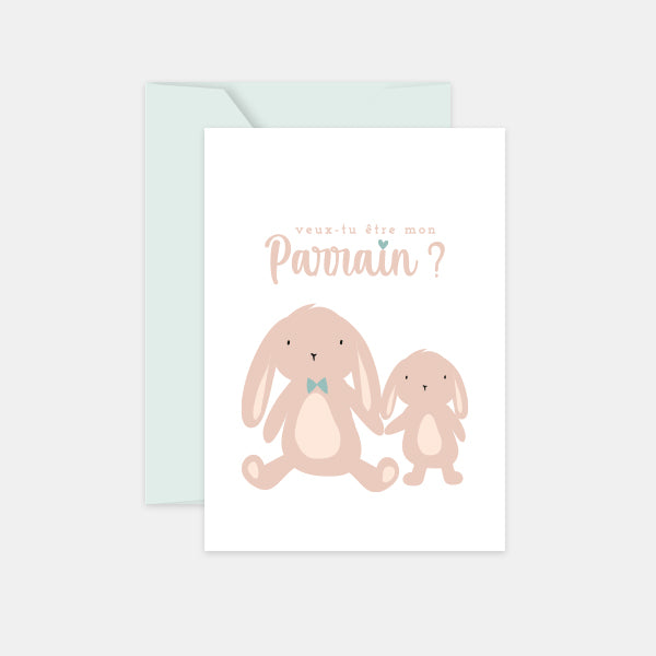 Card do you want to be my Godfather little Rabbits