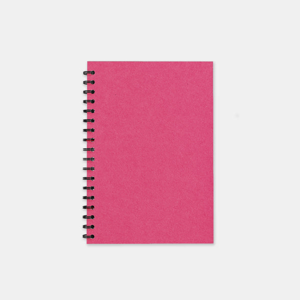 Fuschia recycled notebook 105x155 plain pages