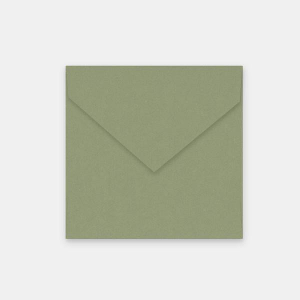 Enveloppe carrée 15x15 papier kraft olive, enveloppe 155x155 mm