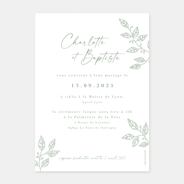 Foliage wedding invitation