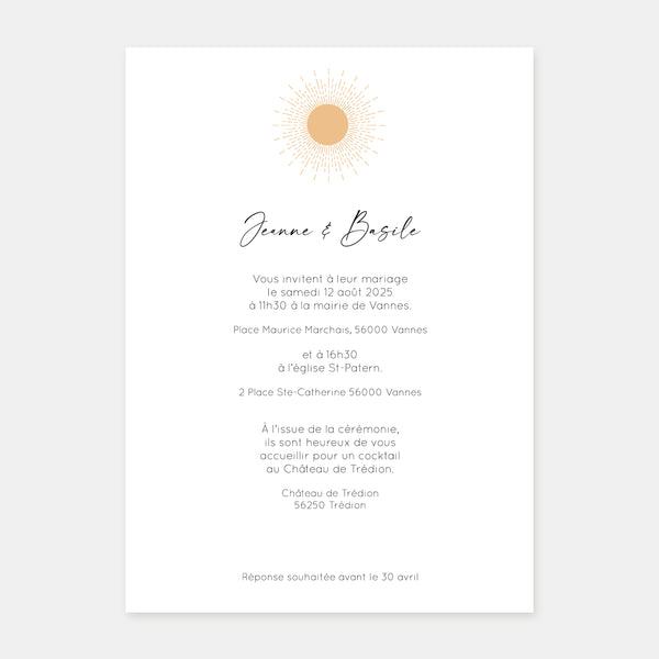 Wedding invitation a window on the sunset beach