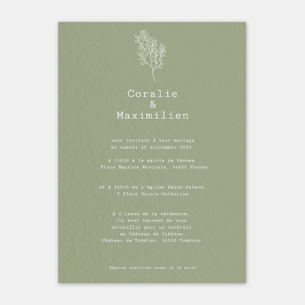 Hochzeitseinladung aus Brindille-Kraftpapier