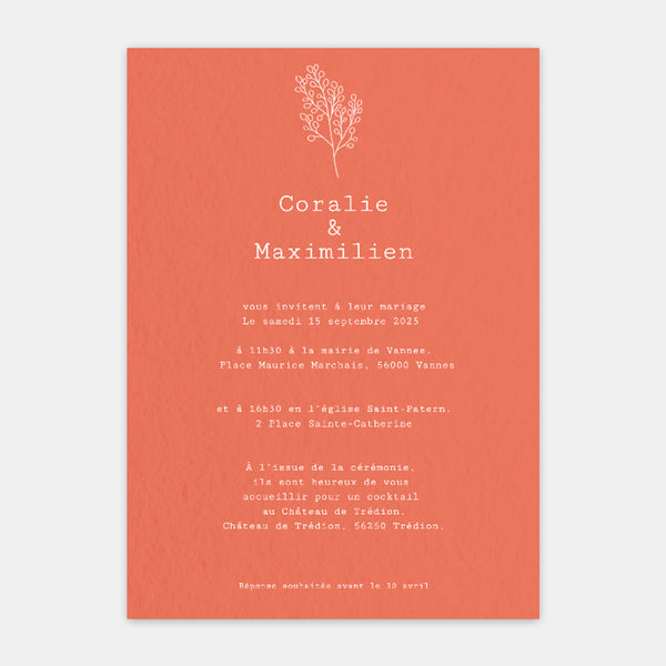 Hochzeitseinladung aus Brindille-Kraftpapier