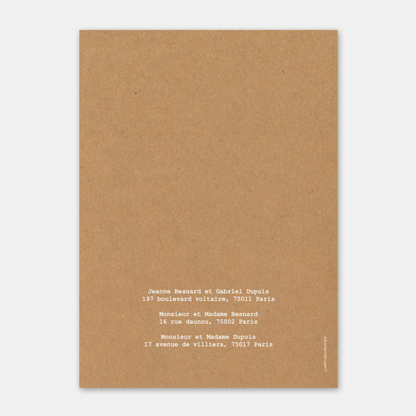 Hochzeitseinladung aus Brindille-Kraftpapier