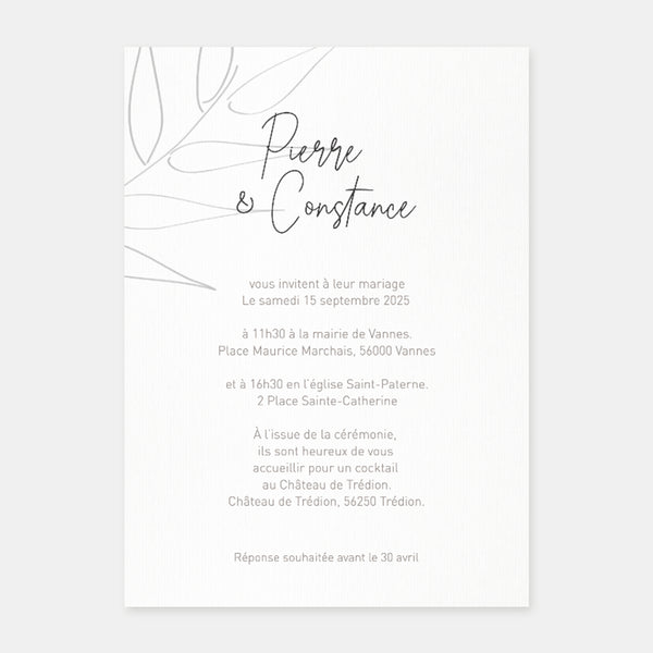 Wedding invitation sketch foliage