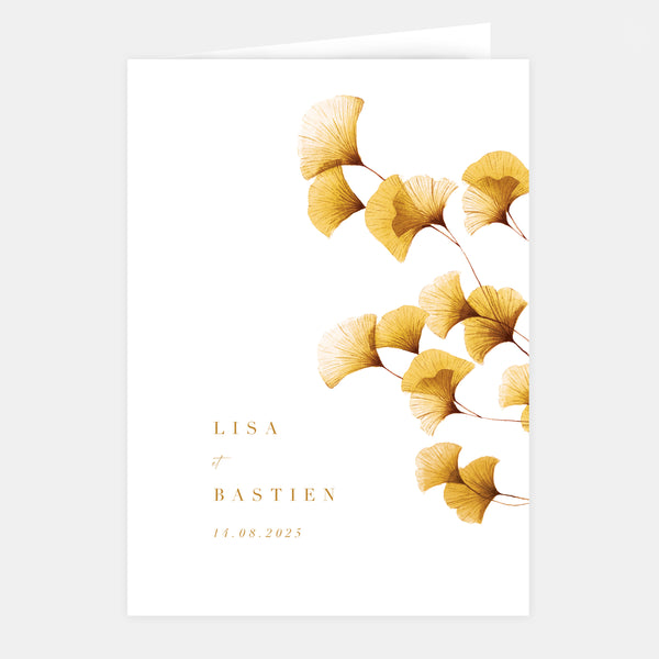 Watercolor ginkgo biloba wedding invitation