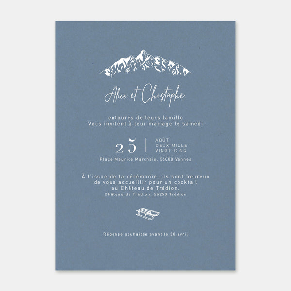 Faire-part de mariage montagne kraft