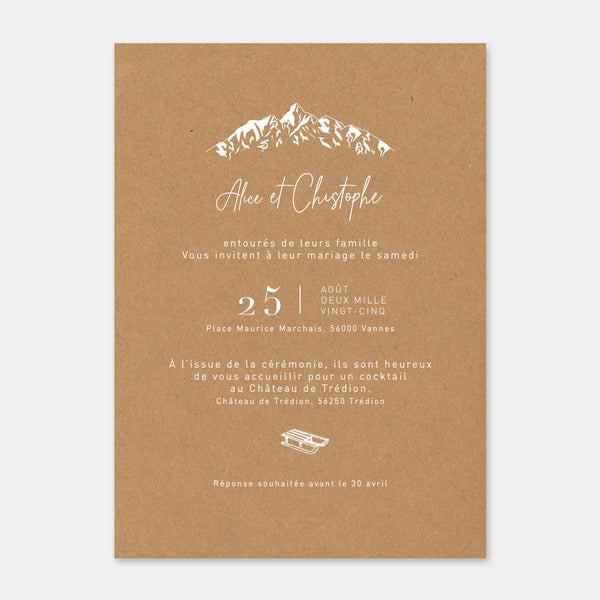 Faire-part de mariage montagne kraft
