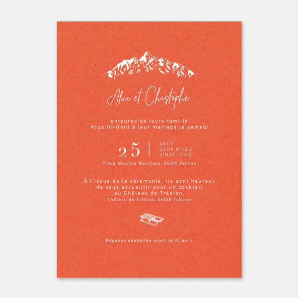 Faire-part de mariage montagne kraft