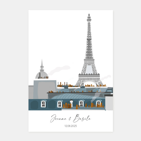 Hochzeitseinladungsprogramm Dach von Paris