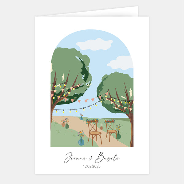 Hochzeitseinladung ein Fenster zum Garten