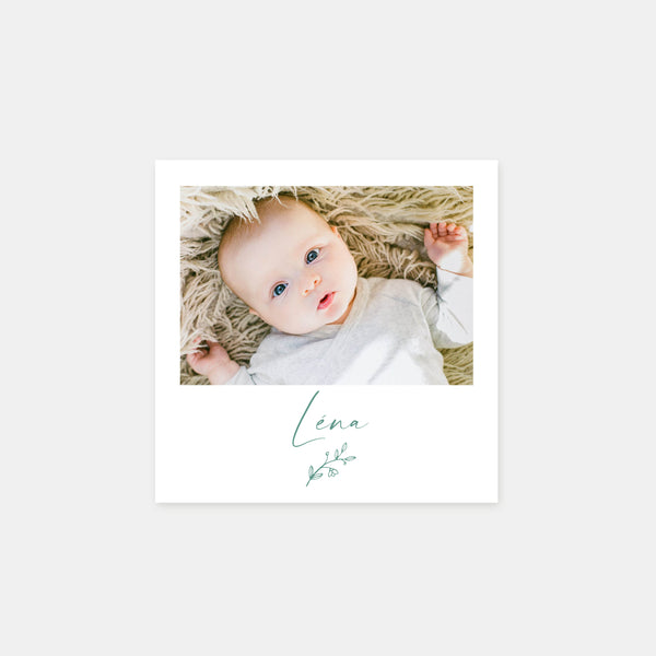 Plant polaroid birth announcement