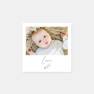 Plant polaroid birth announcement