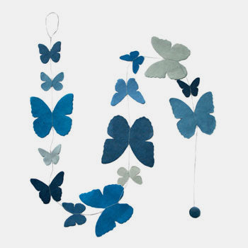 Plain blue butterfly garland