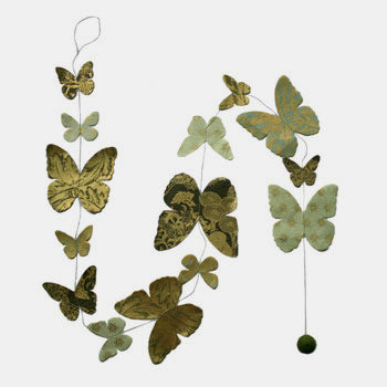 Butterfly garland with precious green motifs