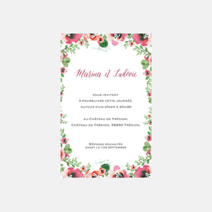 Wedding invitation card Watercolor Flowers