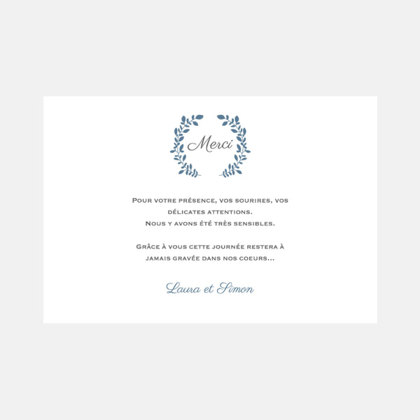 Classic laurel wedding thank you card