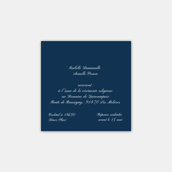 Wedding invitation card Classic white print