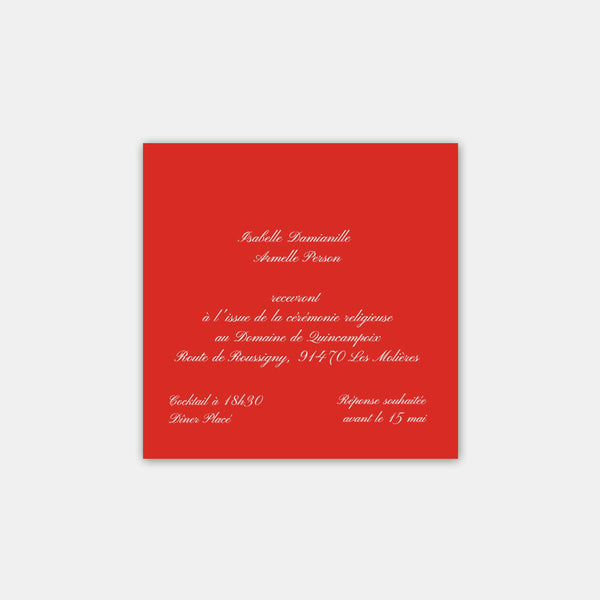 Wedding invitation card Classic white print