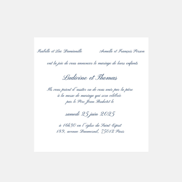 Classic Wedding Invitation First Names