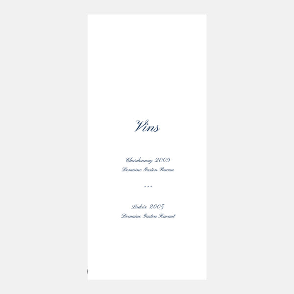 Classic Wedding Menu First Names