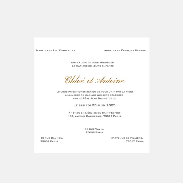Square Chic wedding invitation 