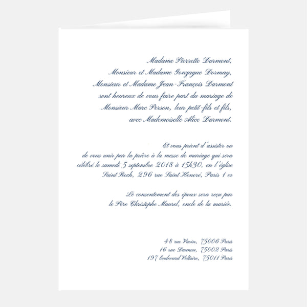 Traditional wedding invitation