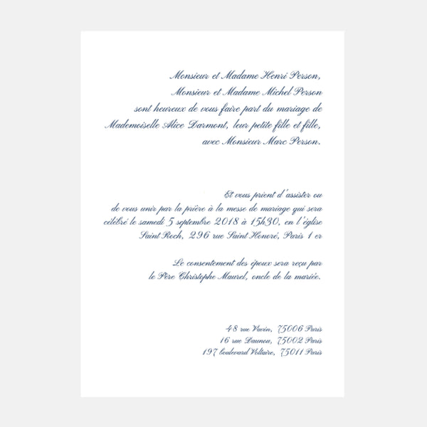 Traditional wedding invitation