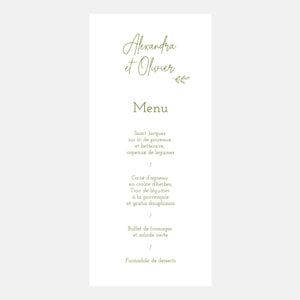 Menu de Mariage Champêtre Classique